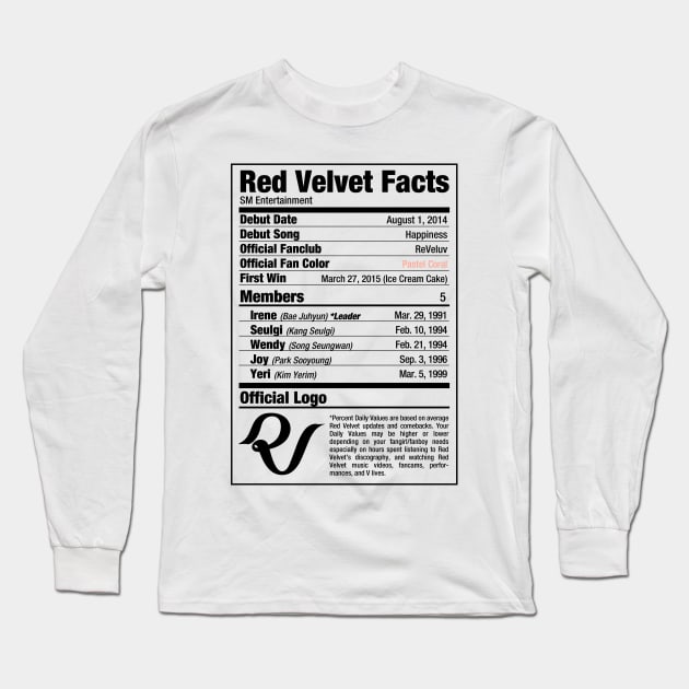 Red Velvet Nutritional Facts 2 Long Sleeve T-Shirt by skeletonvenus